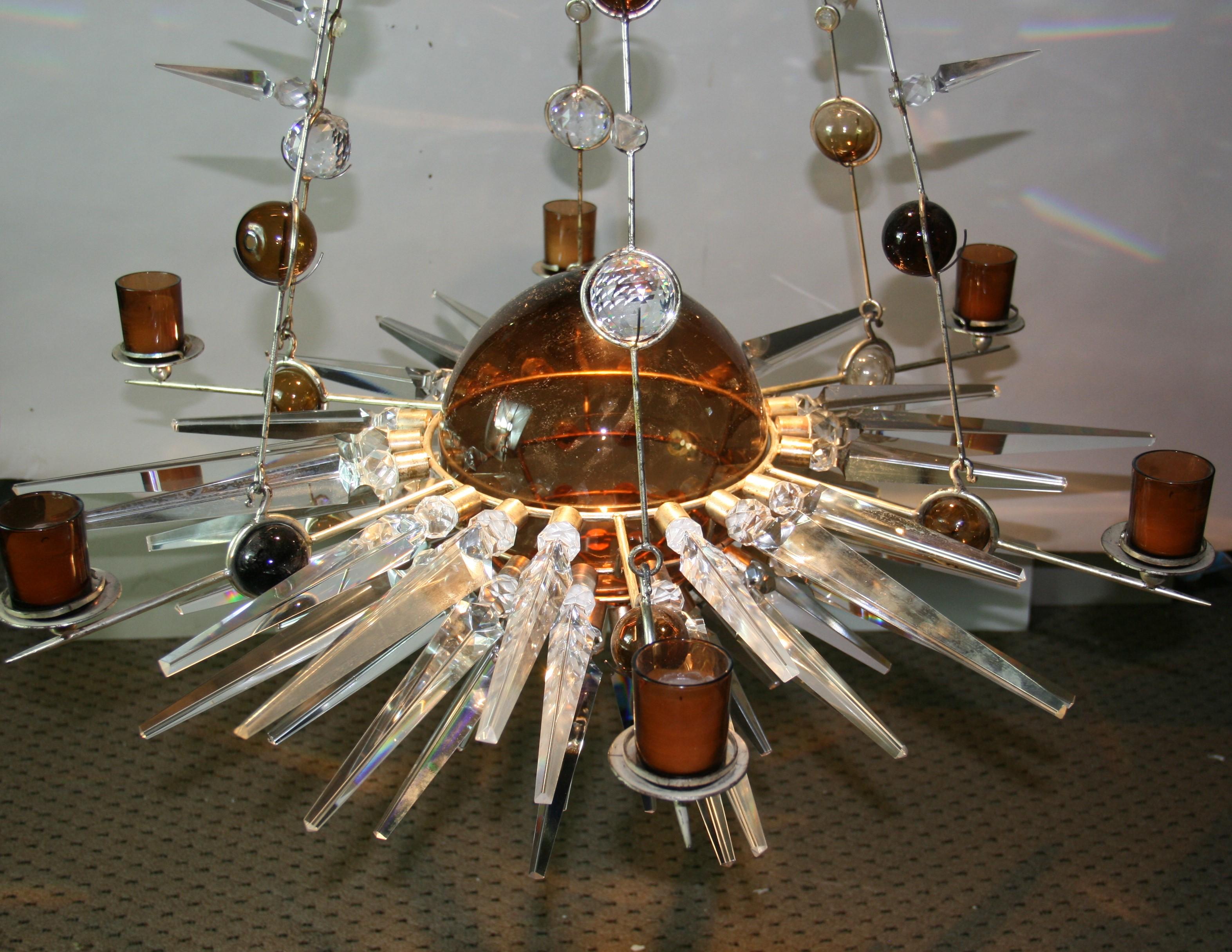 Custom Made One of a Kind Planetary Crystal Chandelier For Sale 11