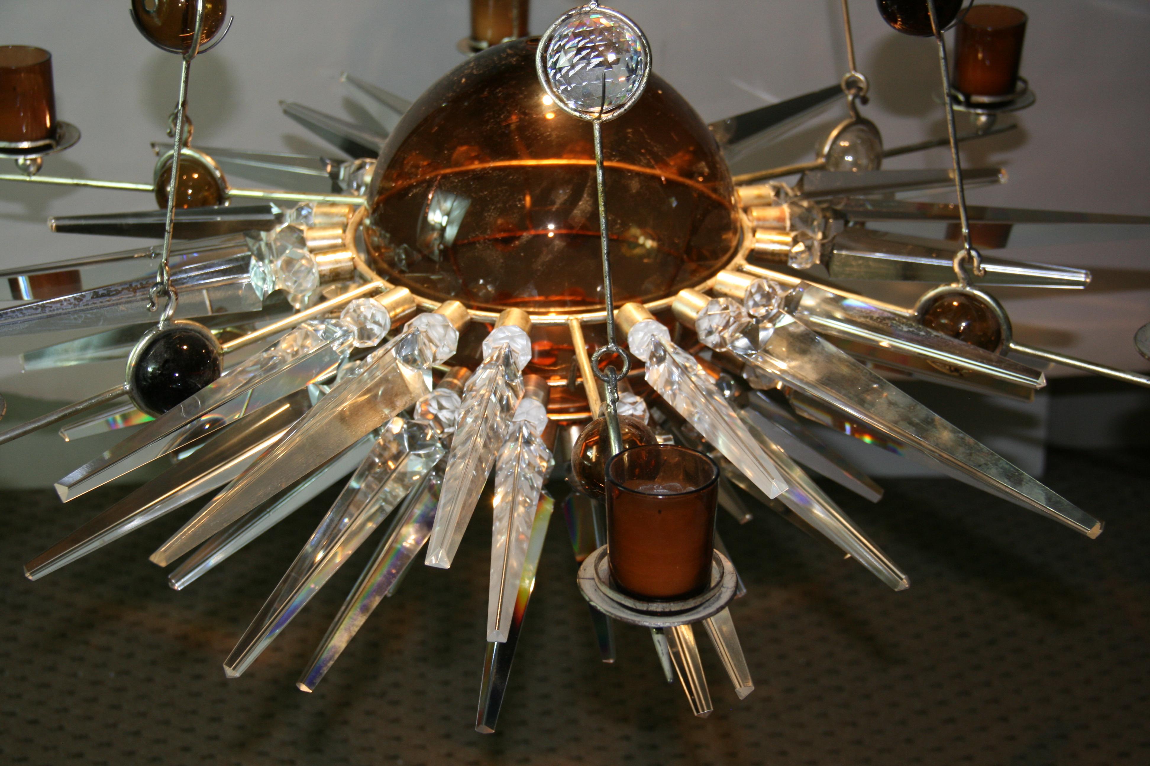Custom Made One of a Kind Planetary Crystal Chandelier For Sale 12