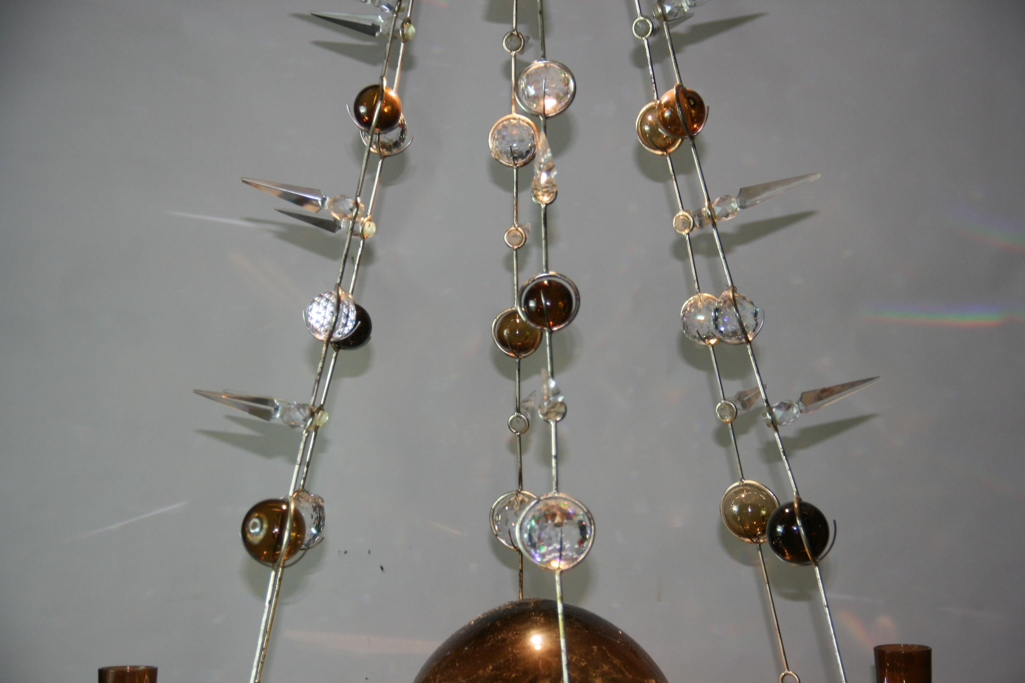 Late 20th Century Custom Made One of a Kind Planetary Crystal Chandelier For Sale