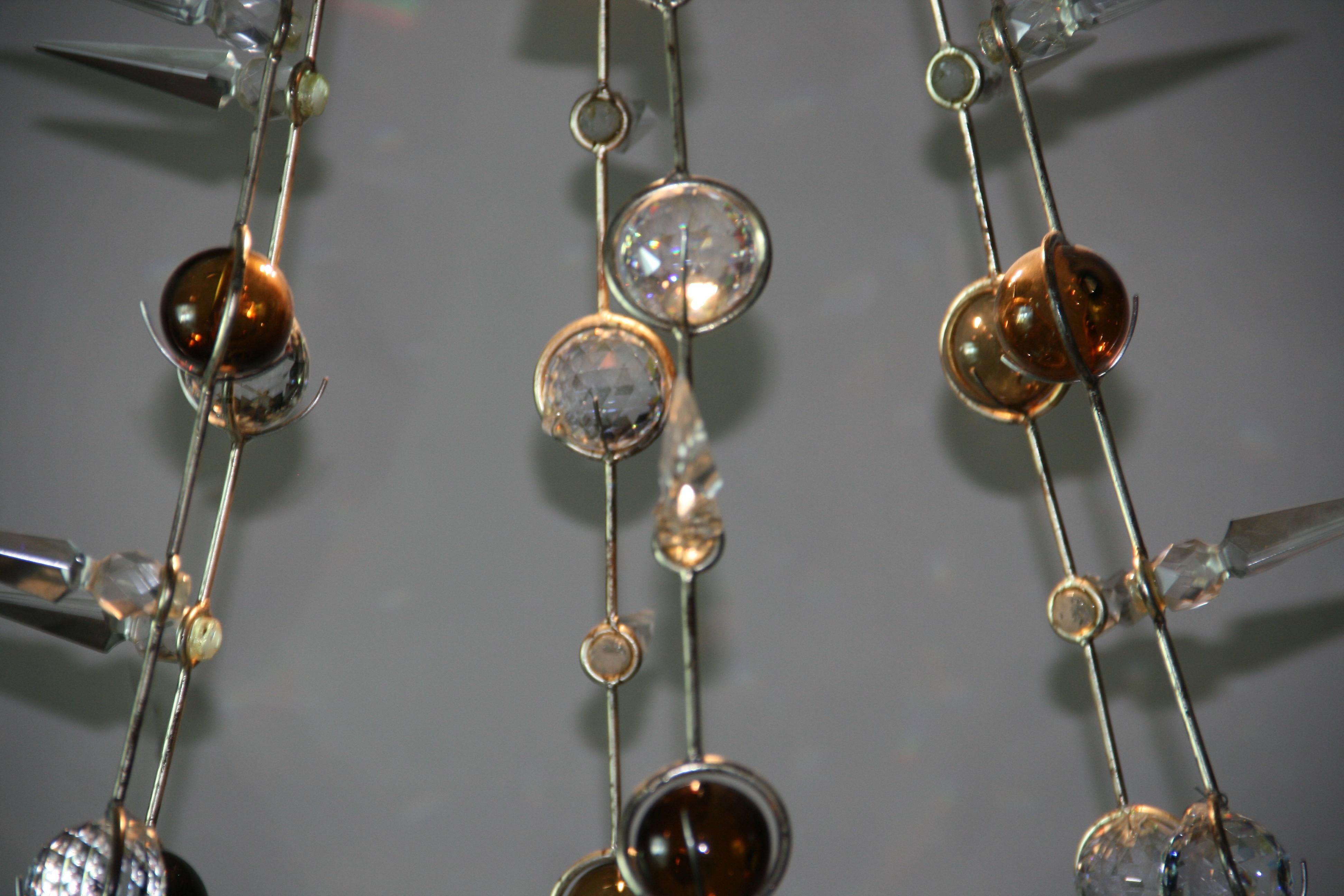 Custom Made One of a Kind Planetary Crystal Chandelier For Sale 1