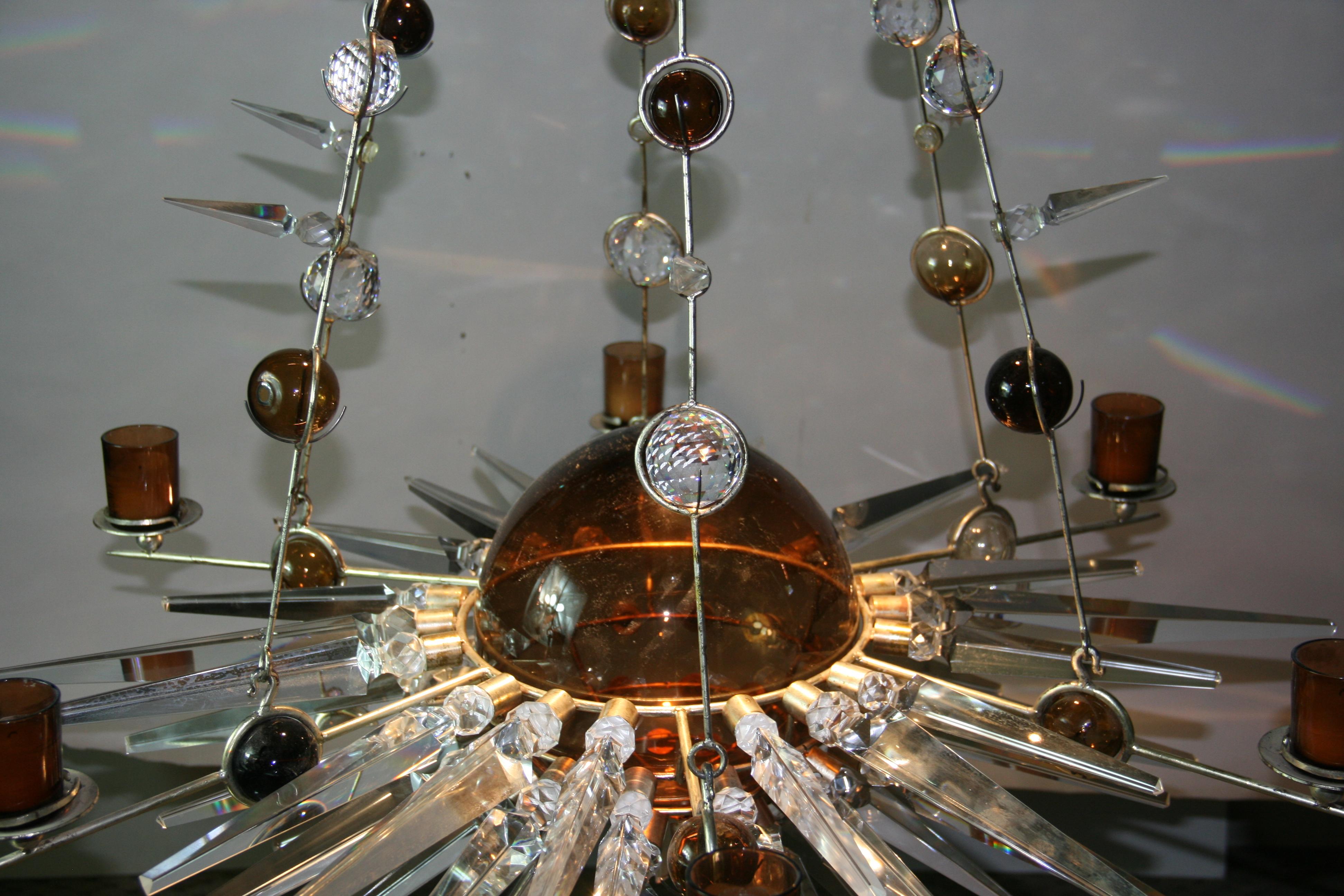 Custom Made One of a Kind Planetary Crystal Chandelier For Sale 2