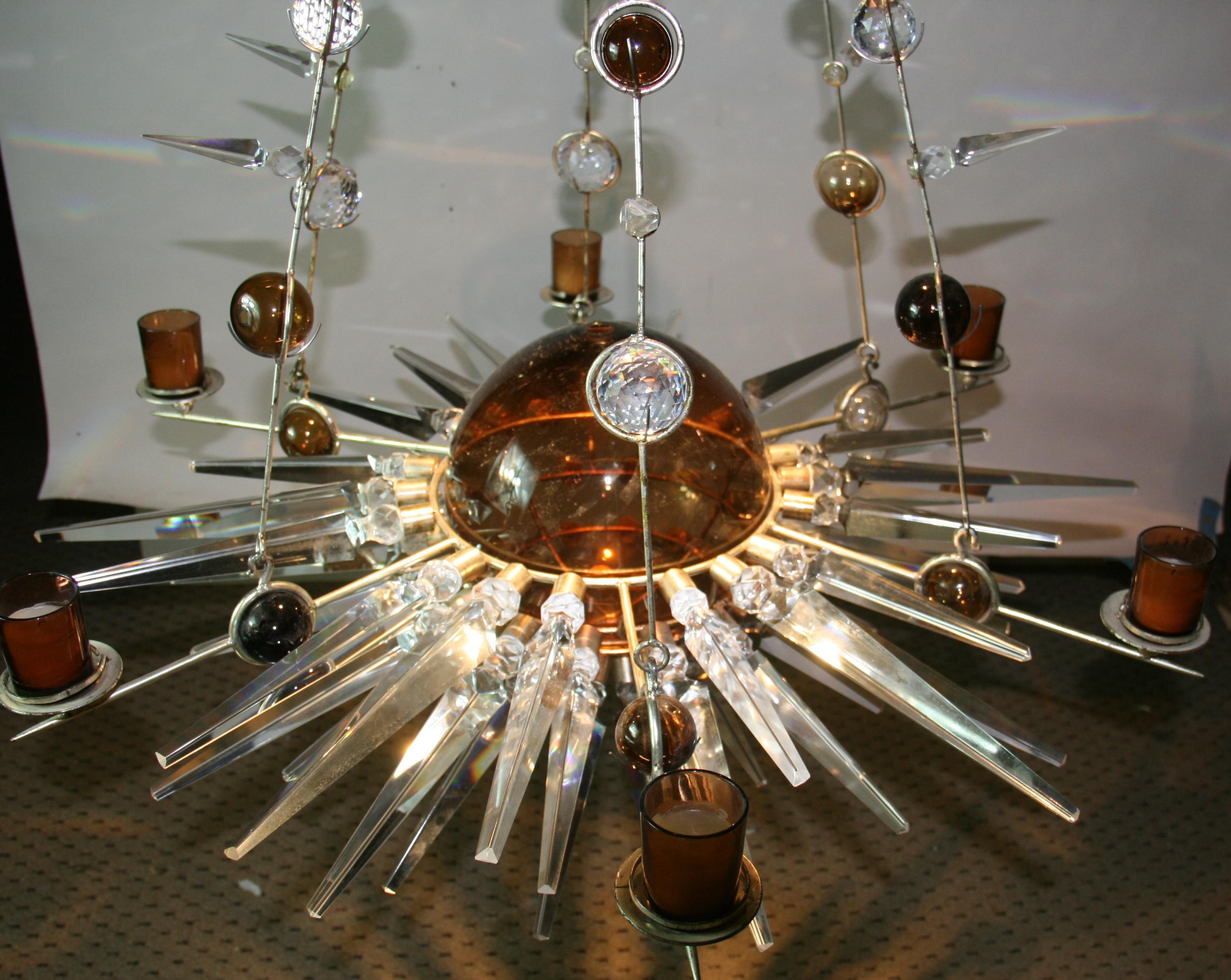Custom Made One of a Kind Planetary Crystal Chandelier For Sale 3