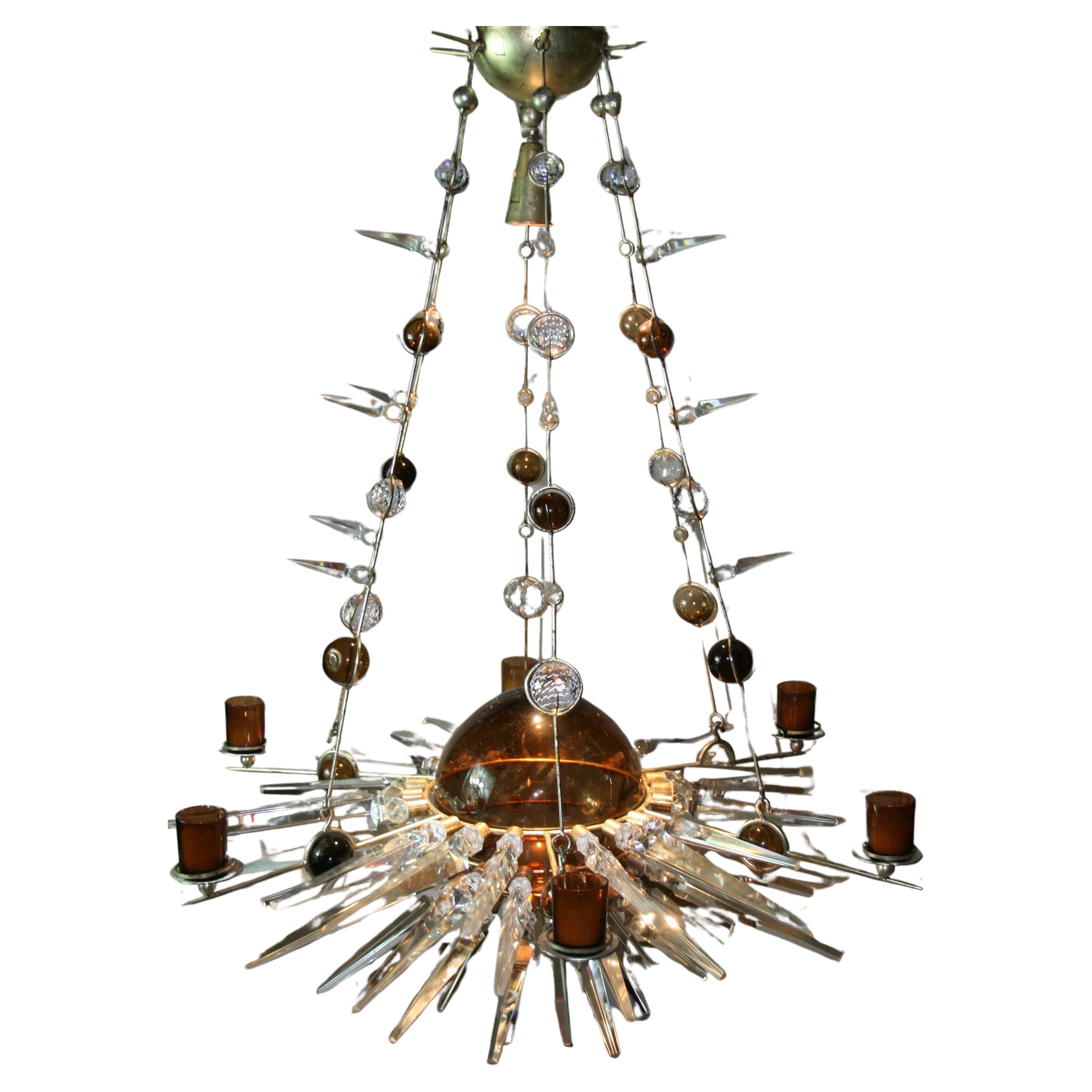 Custom Made One of a Kind Planetary Crystal Chandelier