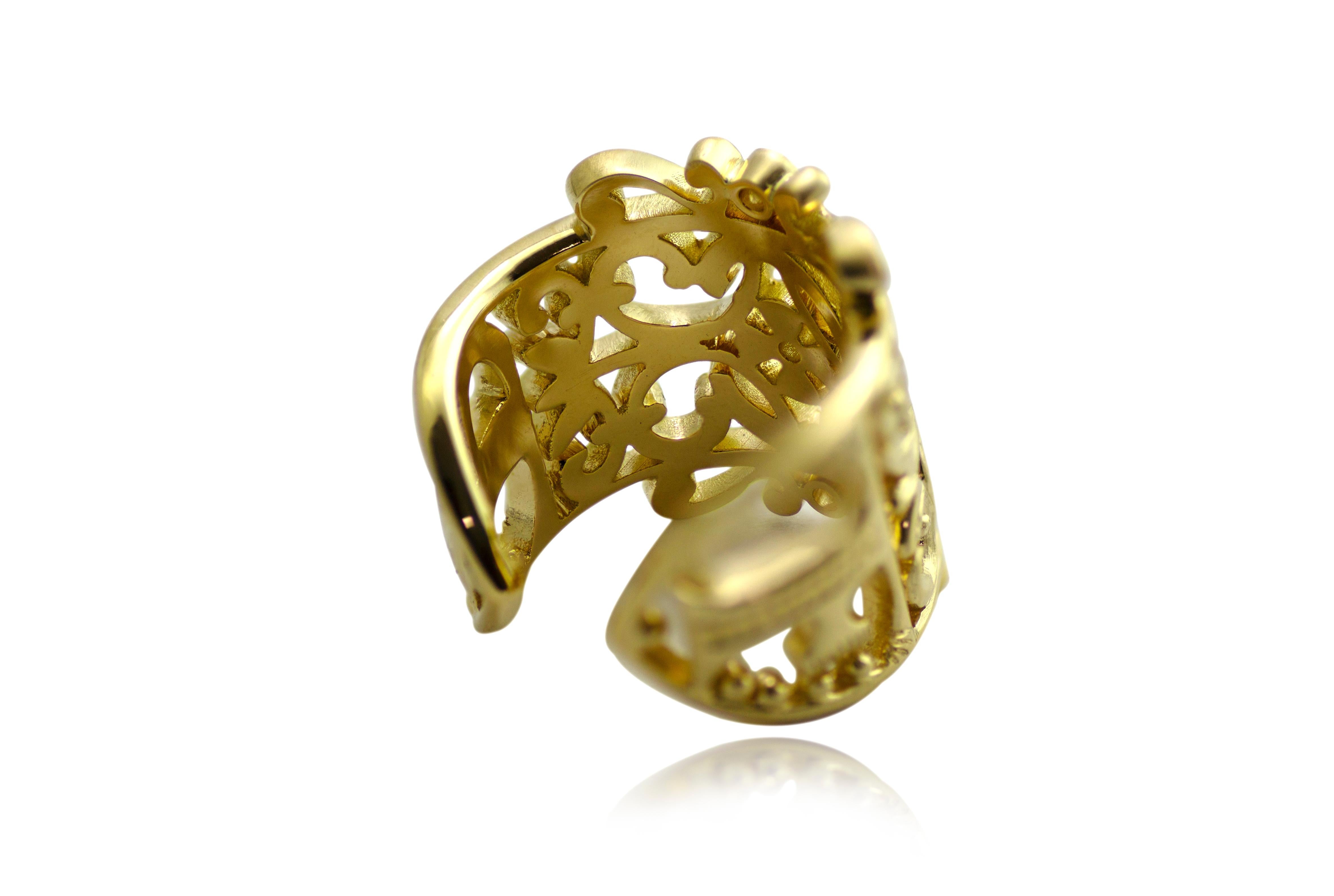 Round Cut Made to Order Yellow White Gold Co Designed Margherita Burgener C Margaroli Ring For Sale