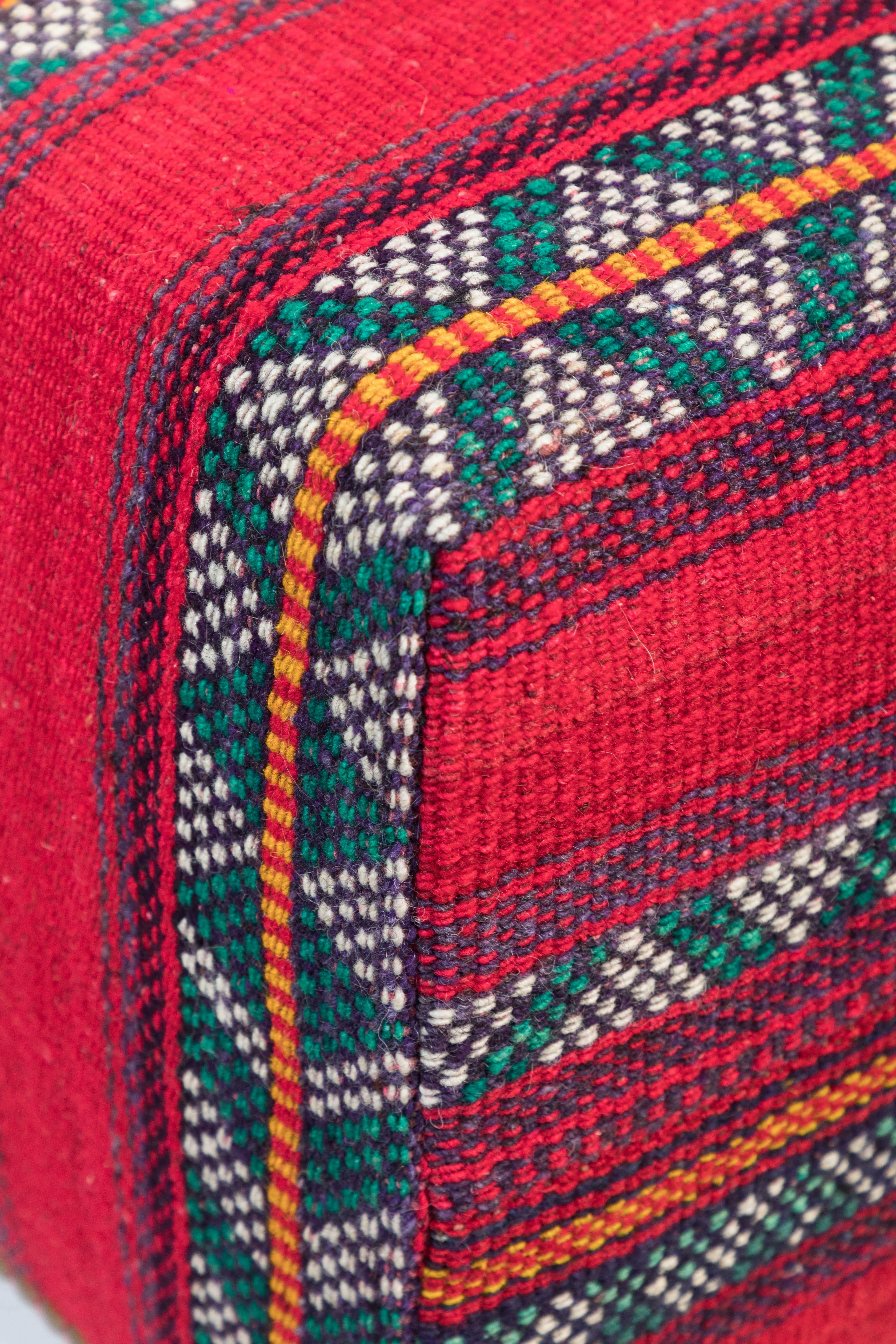 Custom-Made Ottoman in Vintage Wool East African Tent Panel 1