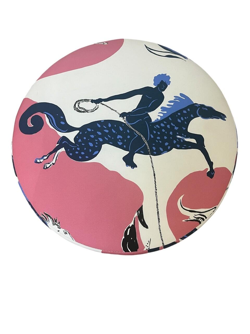 Modern Custom made Ottomans with Walter Lee Culp, Hermes Style Fabric 2 Available For Sale