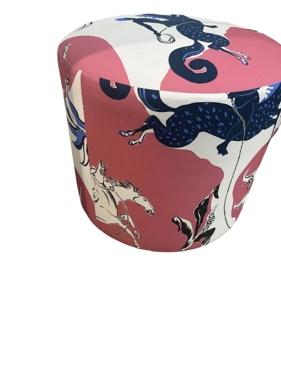 American Custom made Ottomans with Walter Lee Culp, Hermes Style Fabric 2 Available For Sale