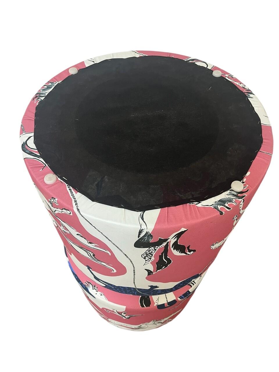 Custom made Ottomans with Walter Lee Culp, Hermes Style Fabric 2 Available In Good Condition For Sale In Houston, TX