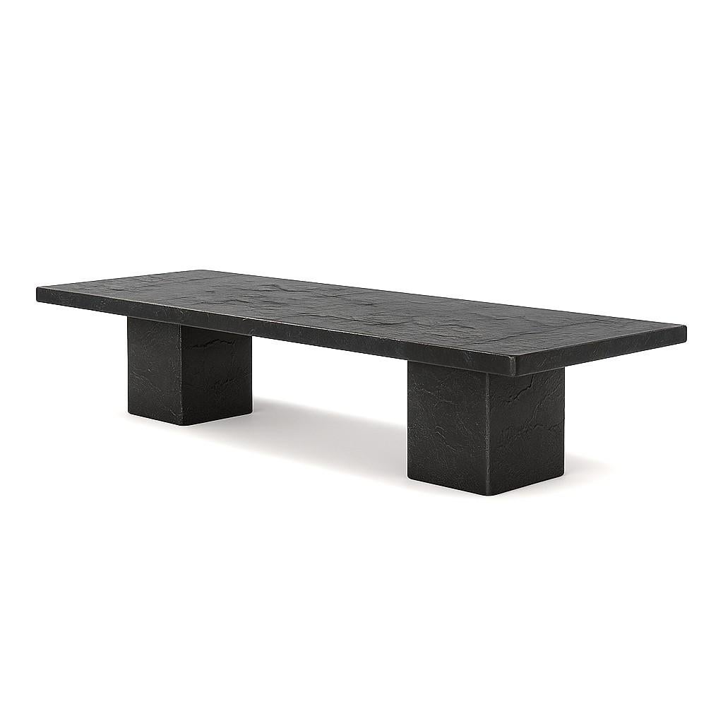 Custom Made Outdoor Dining Table In White Slate Finish For Sale 3