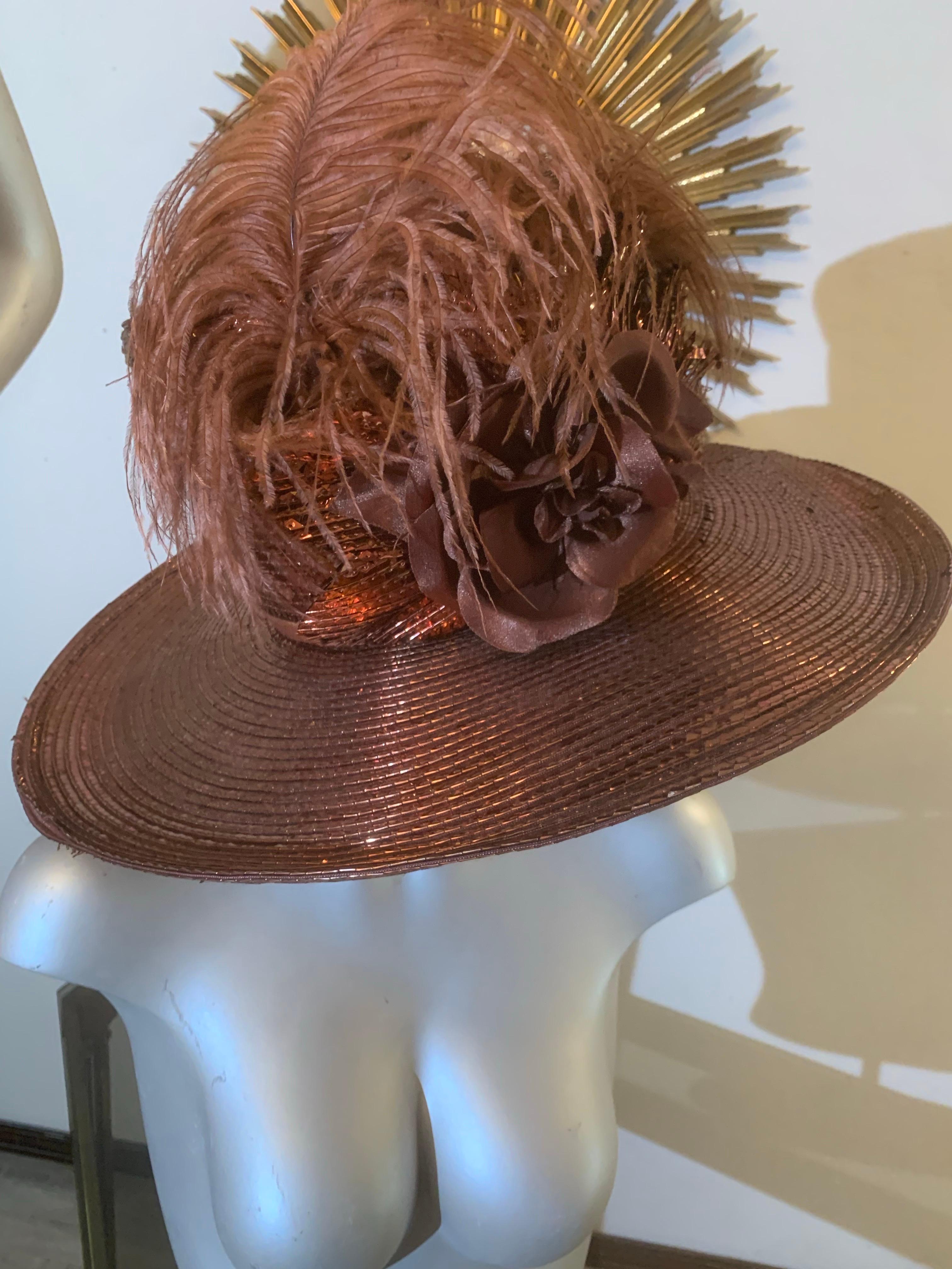 Cappello a pantalone e ensemble Dickey su misura in lussuosa seta e paglia color bronzo in vendita 10