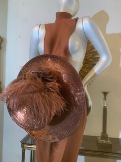 Custom-Made Pant Hat & Dickey Ensemble in Luxurious Bronze Silk & Straw