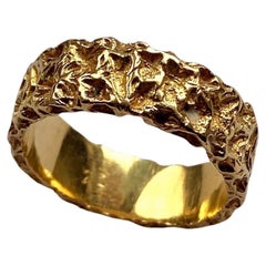 Handgefertigter Unisex-Verlobungsring aus 18 Karat Gelbgold mit individuellem Unisex-Muster