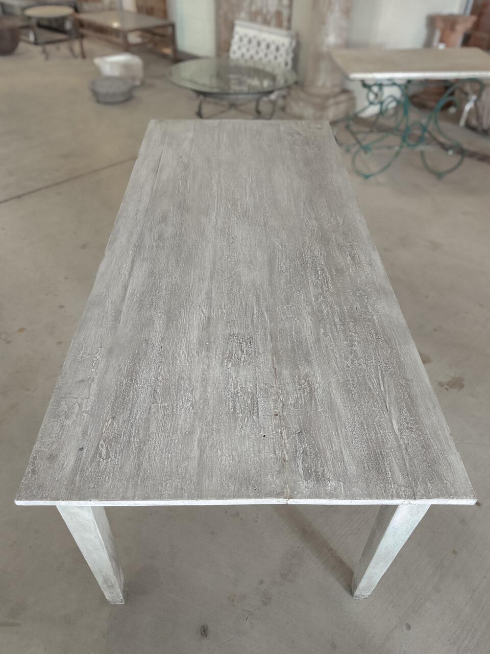 Custom Made Plank Top Farm Table with a Painted Finish For Sale 5