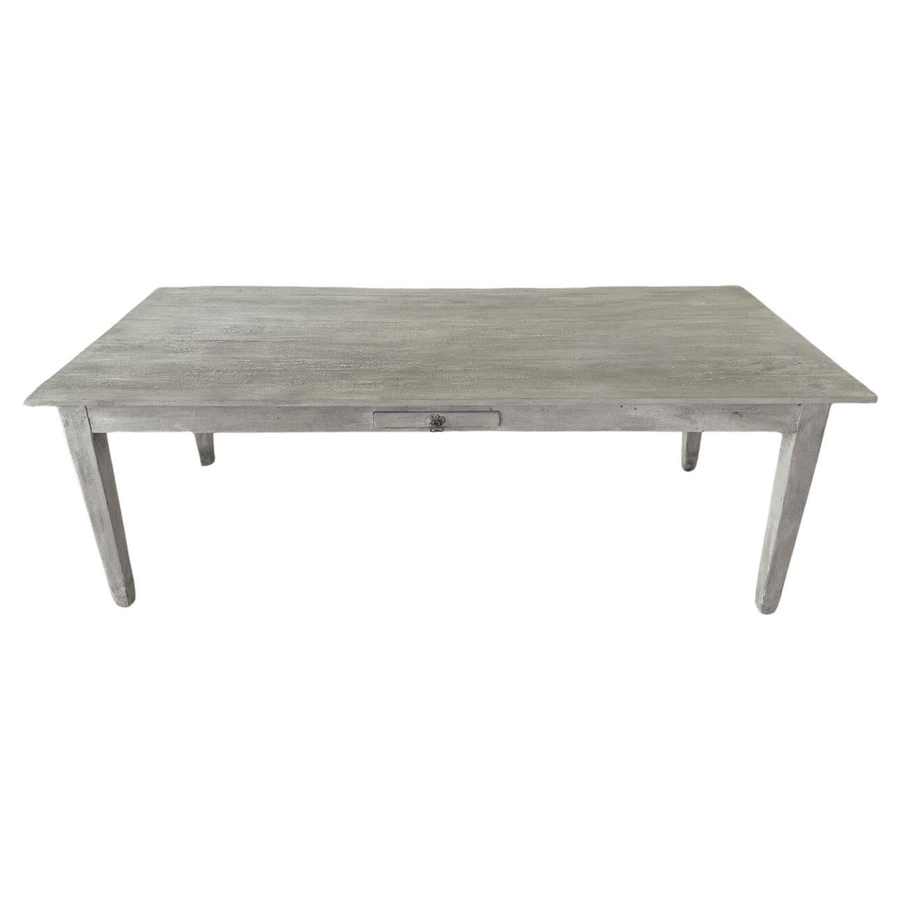 Custom Made Plank Top Farm Table with a Painted Finish For Sale