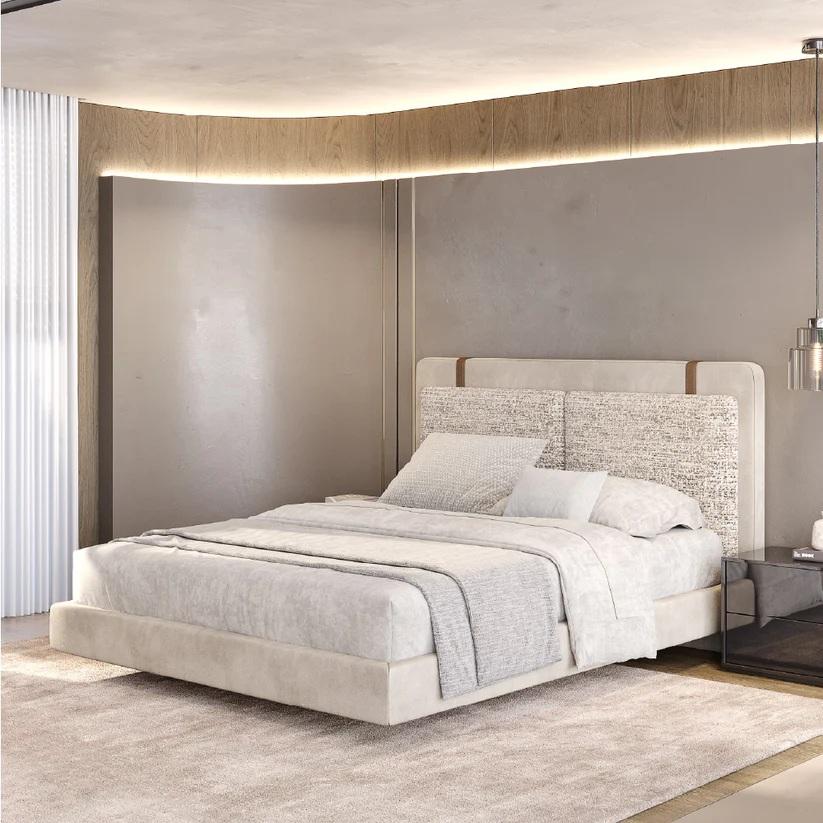 Modern Custom Made Platform Bed w Integrated Storage and Two Bedside Tables For Sale