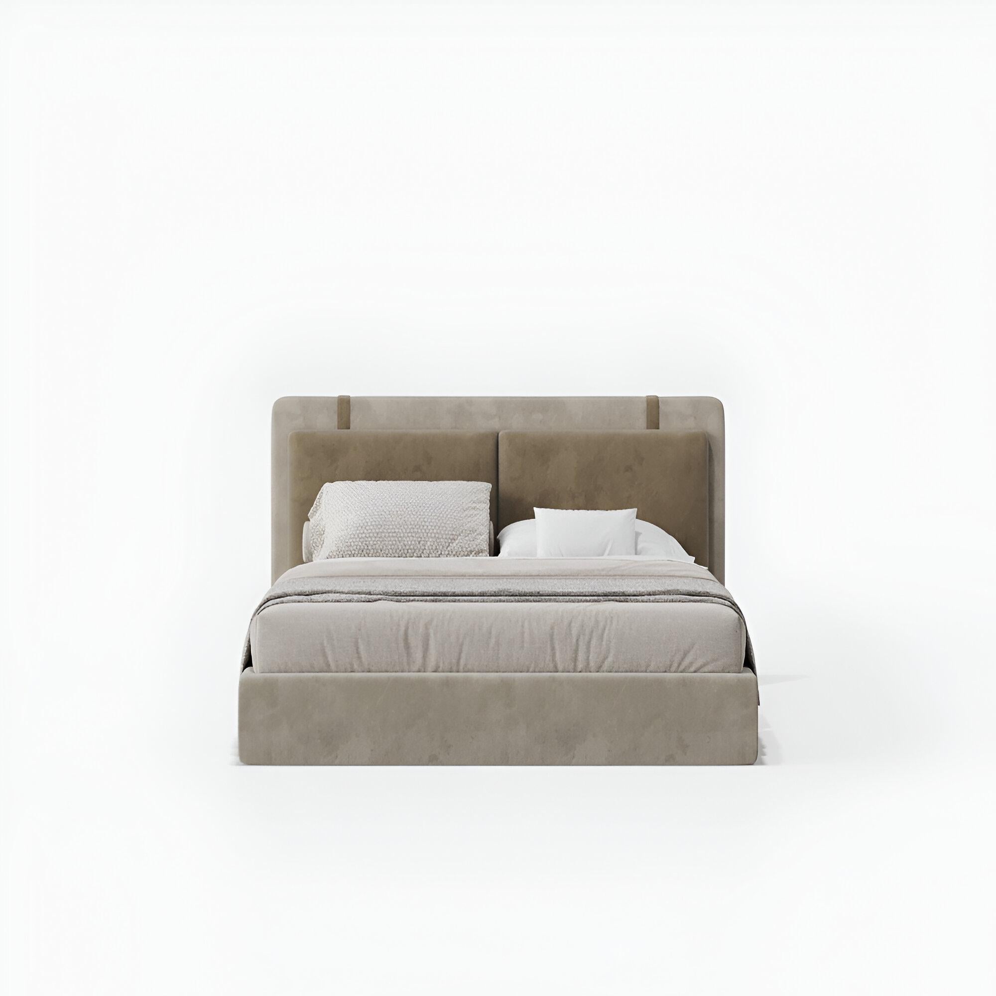Contemporary Custom Made Platform Bed w Integrated Storage and Two Bedside Tables For Sale