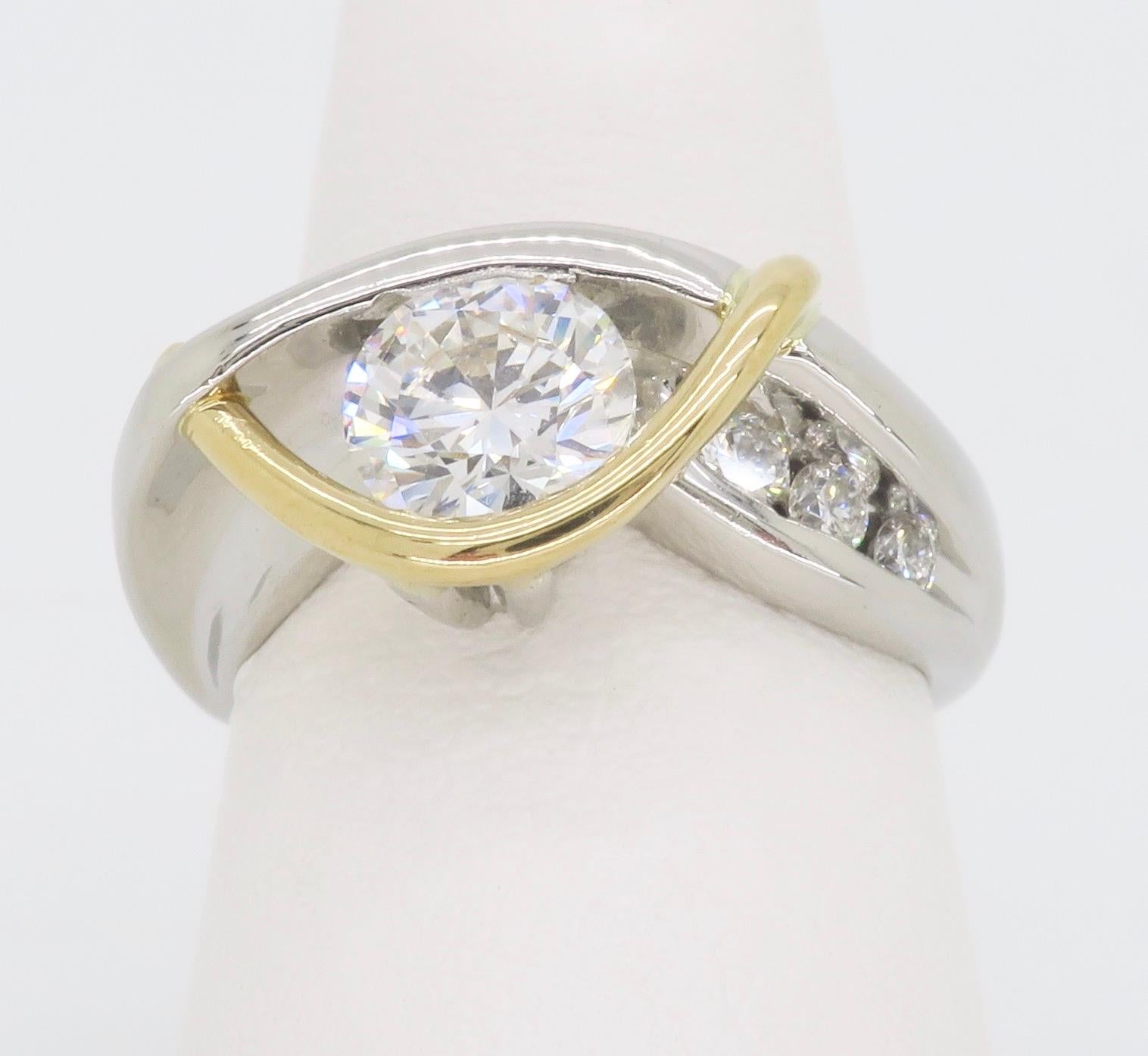 Women's Custom Made Platinum & 18k GIA Certified Diamond