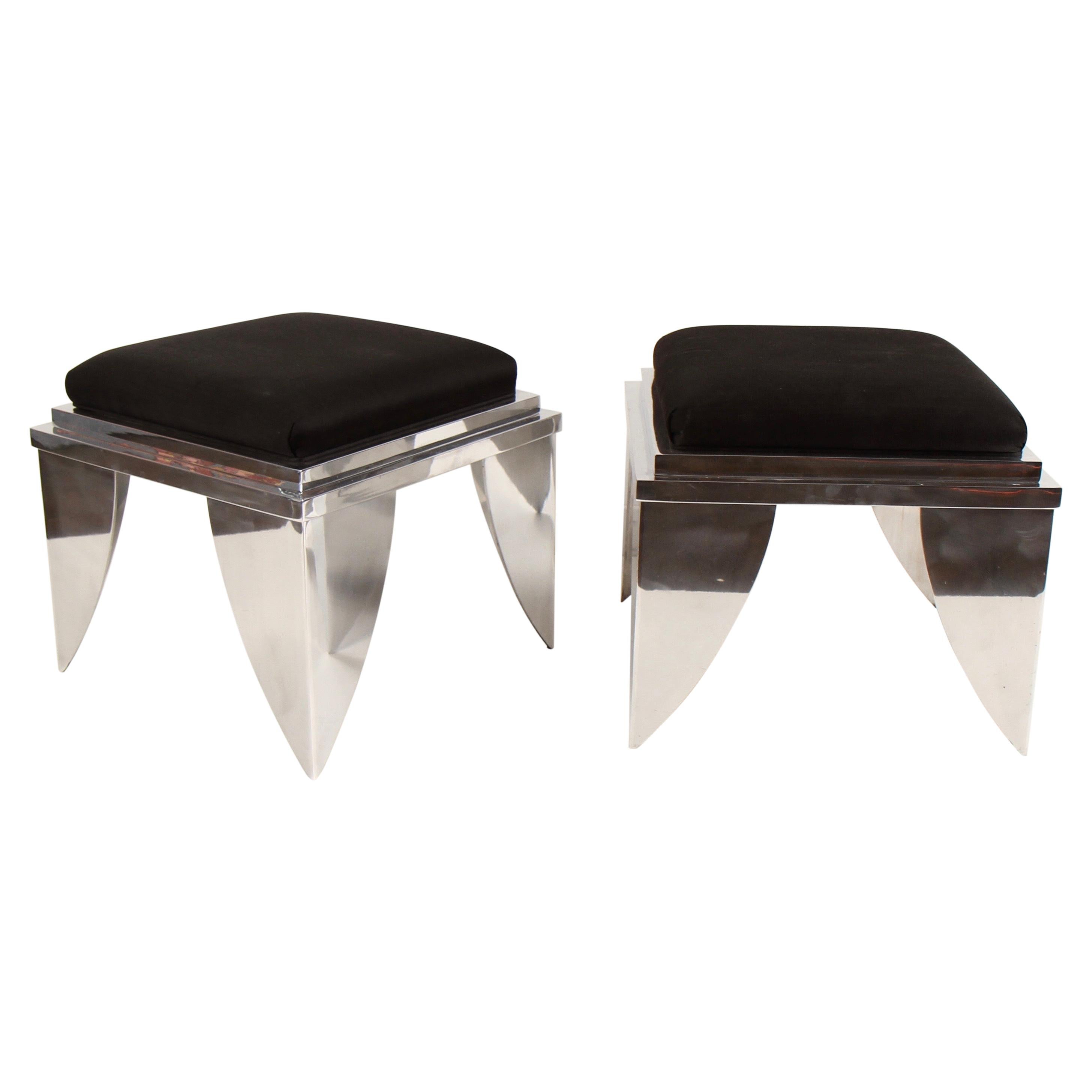 Custom Made Polished Aluminum Ottomans at 1stDibs