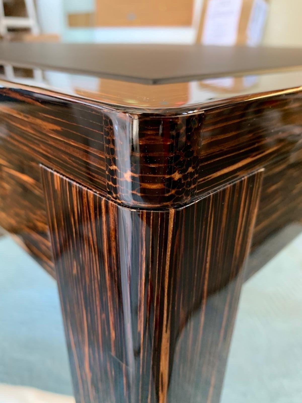 Custom Made Puzzle Table in Black Lacquer with Drawers in the Style of Art Deco For Sale 2