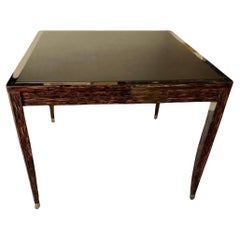 Custom Made Puzzle Table in Black Lacquer with Drawers in the Style of Art Deco