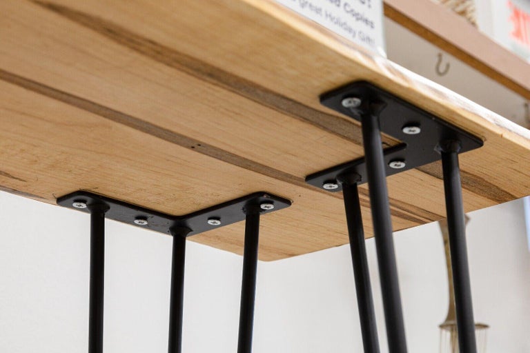 Custom Made Raw Edge Ambrosia Maple Console Sofa Table with Hairpin