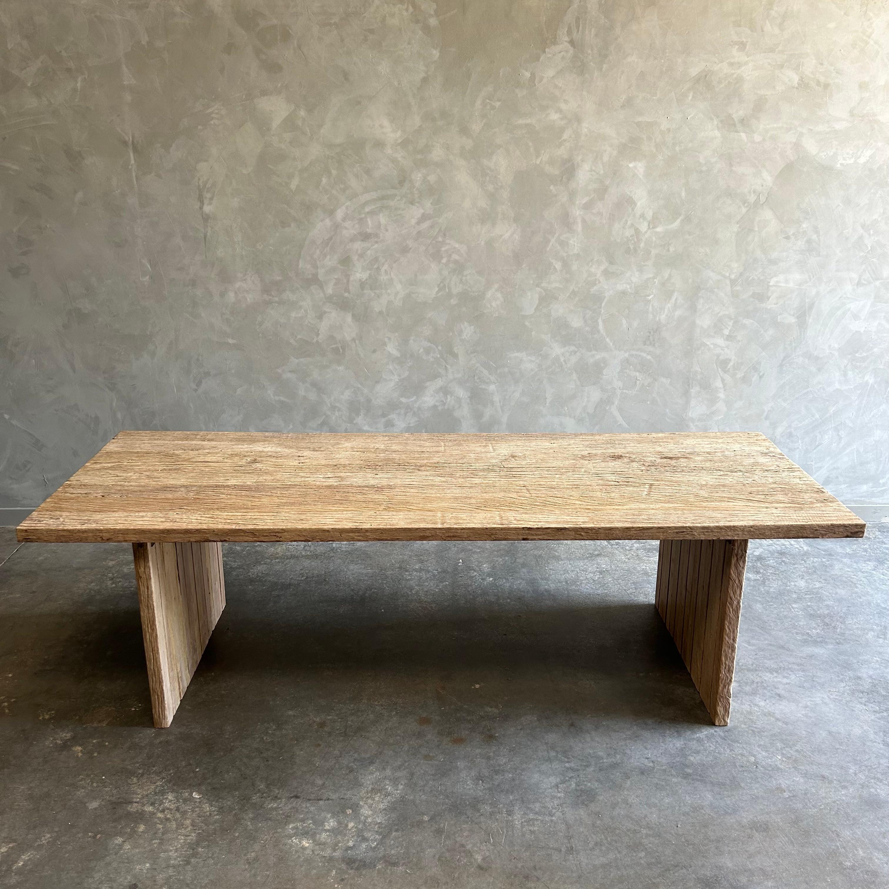 Contemporary Custom Made Reclaimed Elm Wood Dining Table For Sale