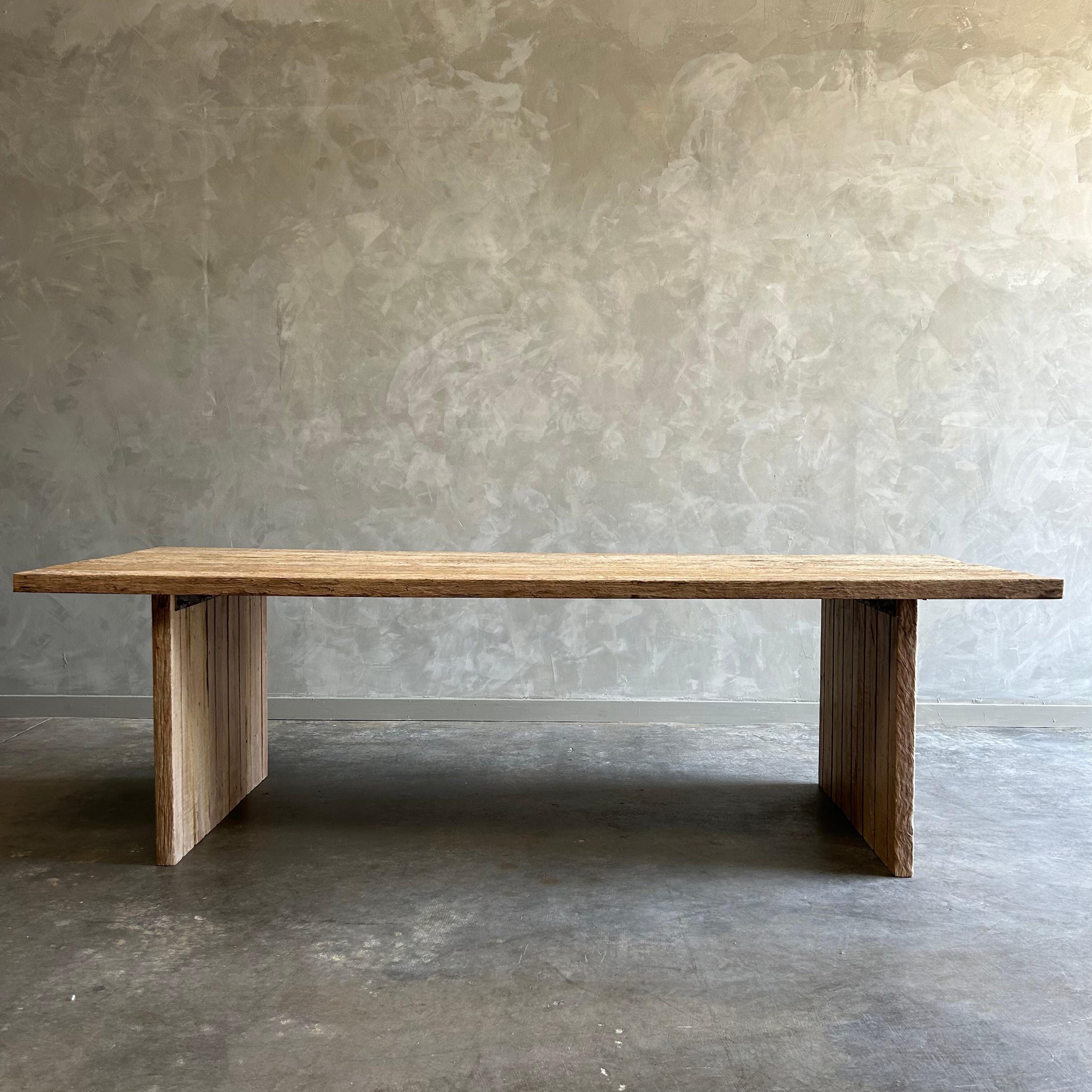 Contemporary Custom Made Reclaimed Elm Wood Dining Table For Sale