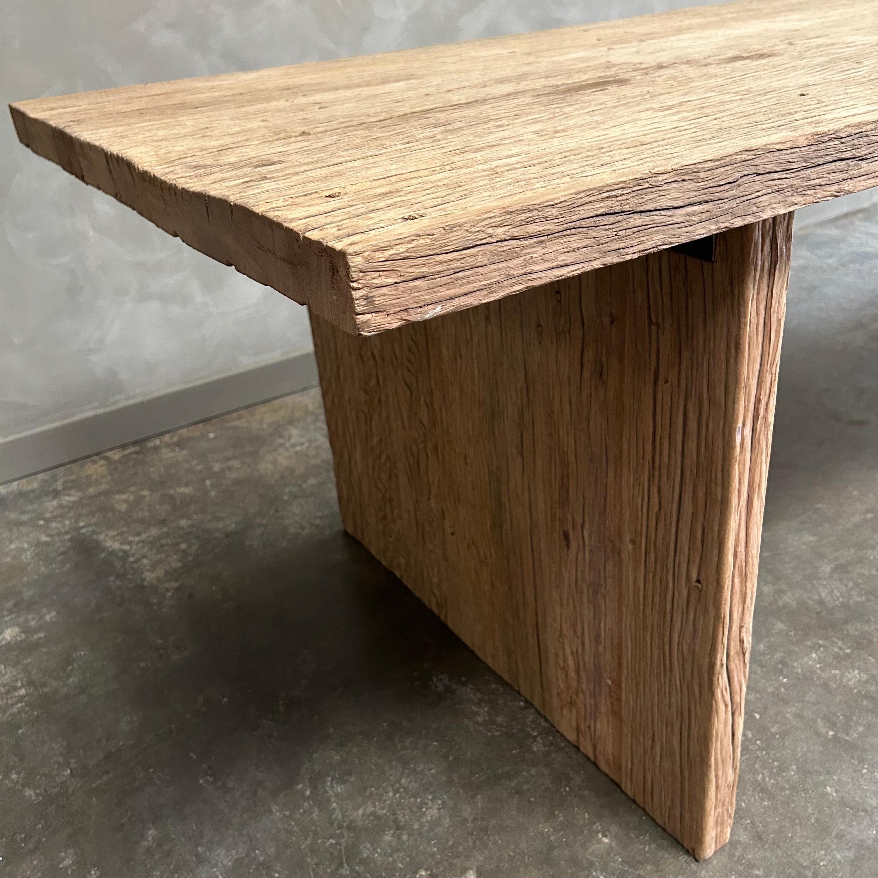 Custom Made Reclaimed Elm Wood Dining Table For Sale 2
