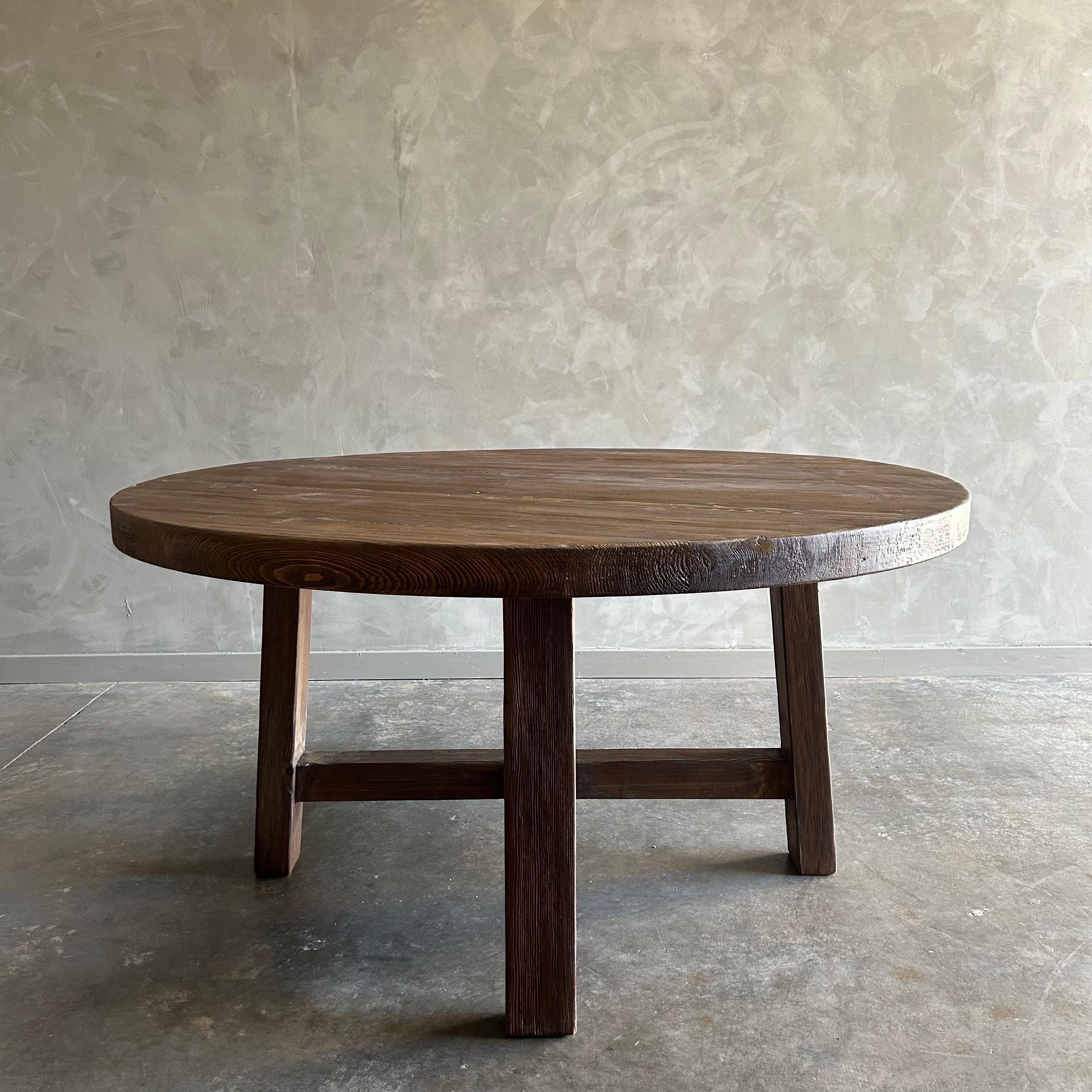 Custom Made Reclaimed Elm Wood Round Dining Table 60