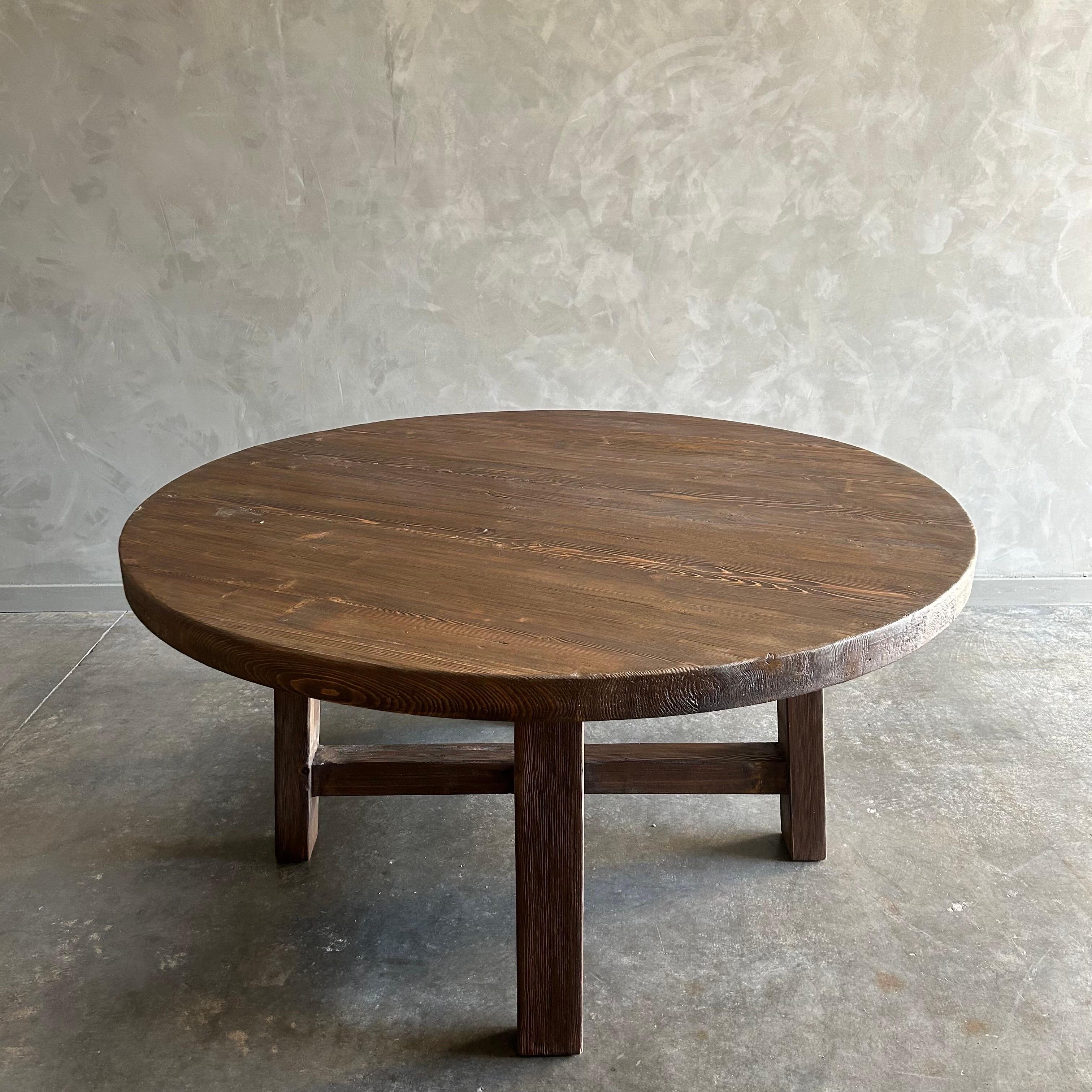 CUSTOM MADE Table de salle à manger ronde en bois d'orme récupéré 60