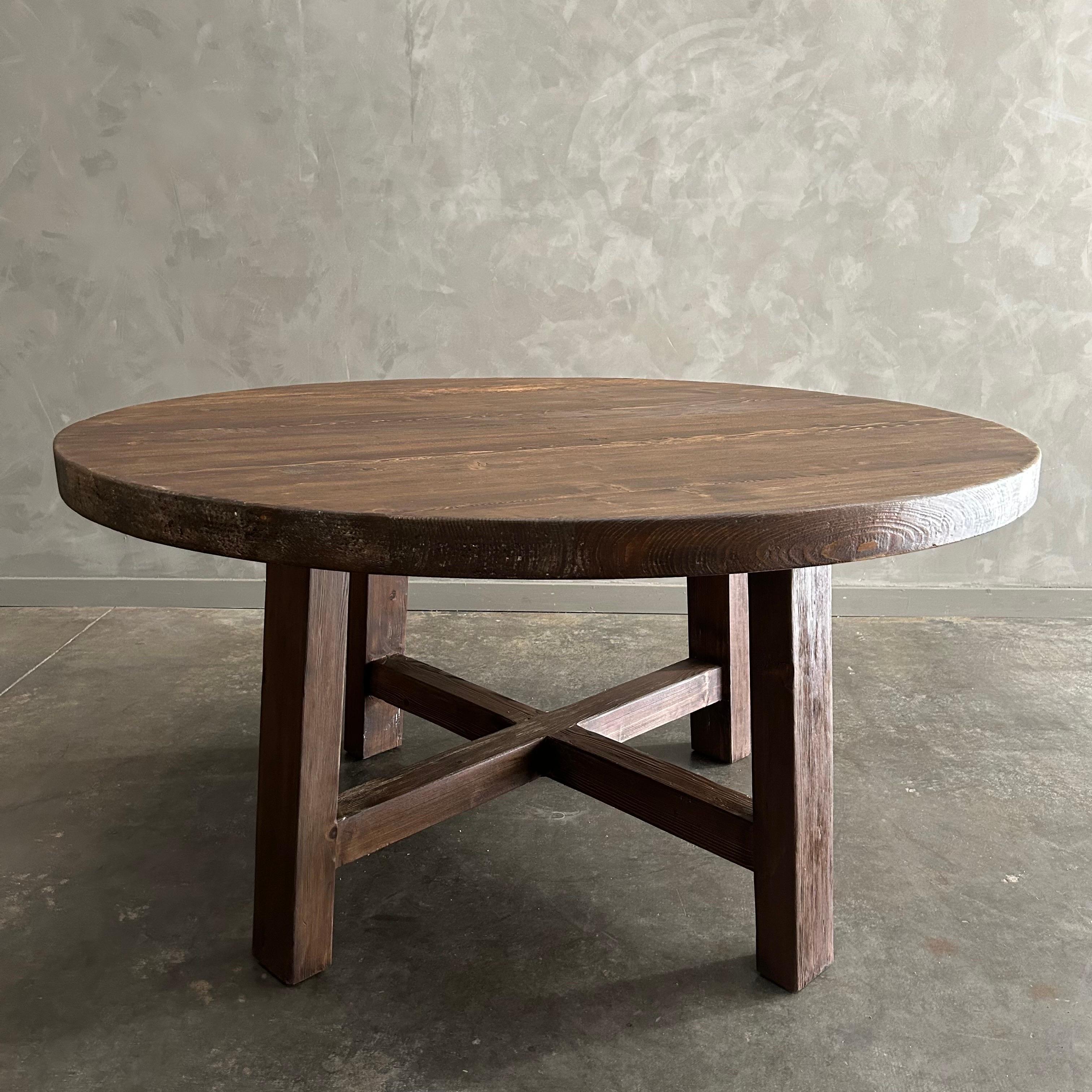 Custom Made Reclaimed Elm Wood Round Dining Table 60