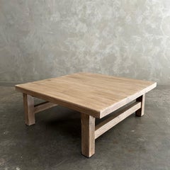 Custom Made Reclaimed Elm Wood Square Coffee Table