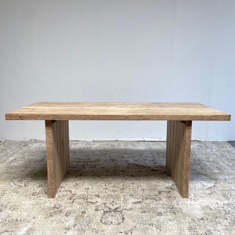 Custom Made Reclaimed Elm Wood Wood Dining Table For Sale at 1stDibs