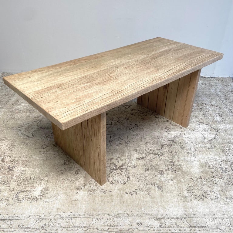 Custom Made Reclaimed Elm Wood Wood Dining Table For Sale at 1stDibs