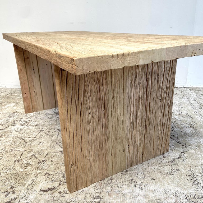 Custom Made Reclaimed Elm Wood Wood Dining Table For Sale at 1stDibs