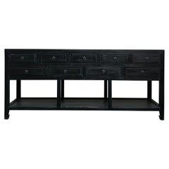 Custom Made Reclaimed Wood Console with Drawers in Black Painted Finish