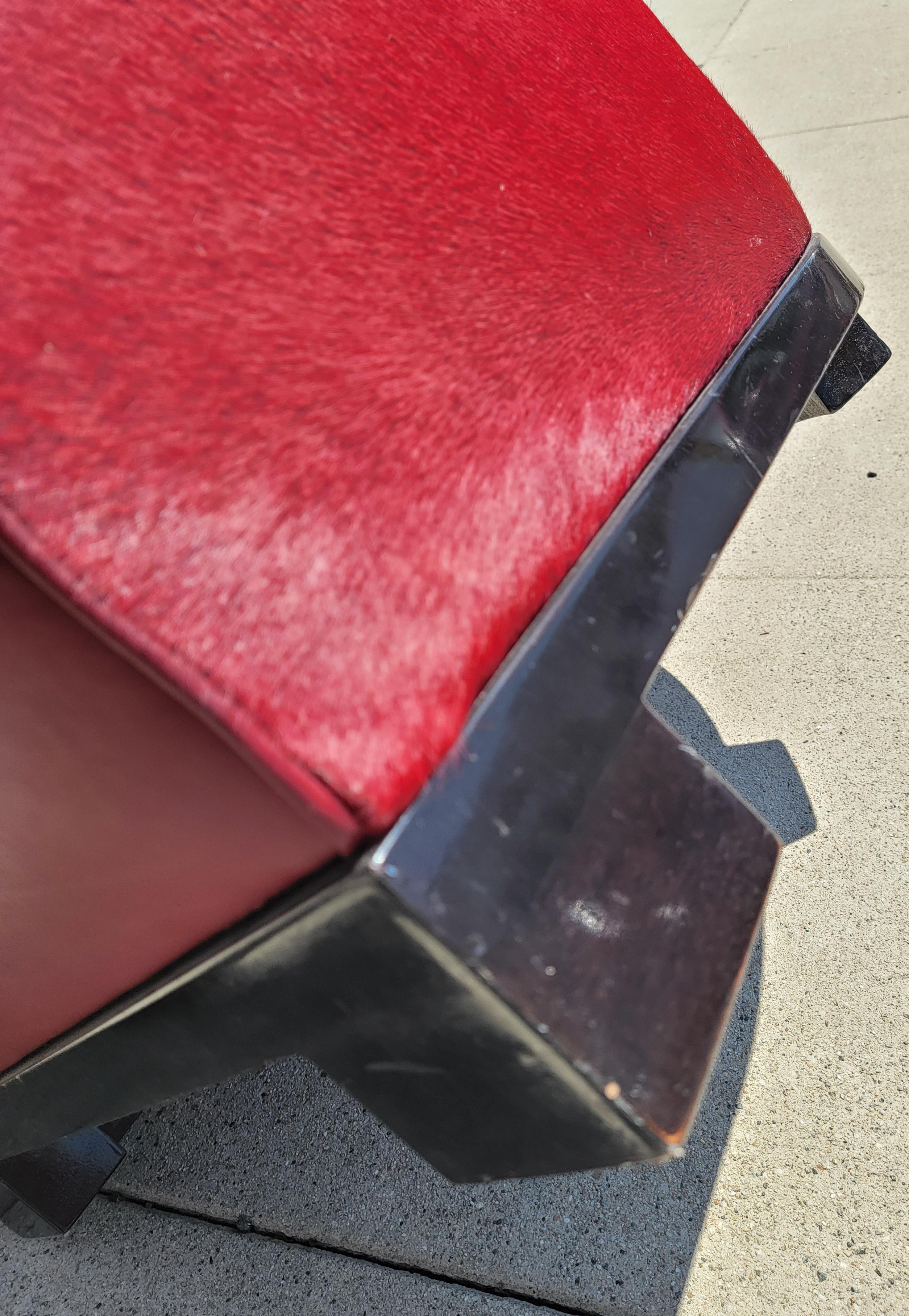 Hand-Crafted Custom Made Red Leather Arm Chair For Sale