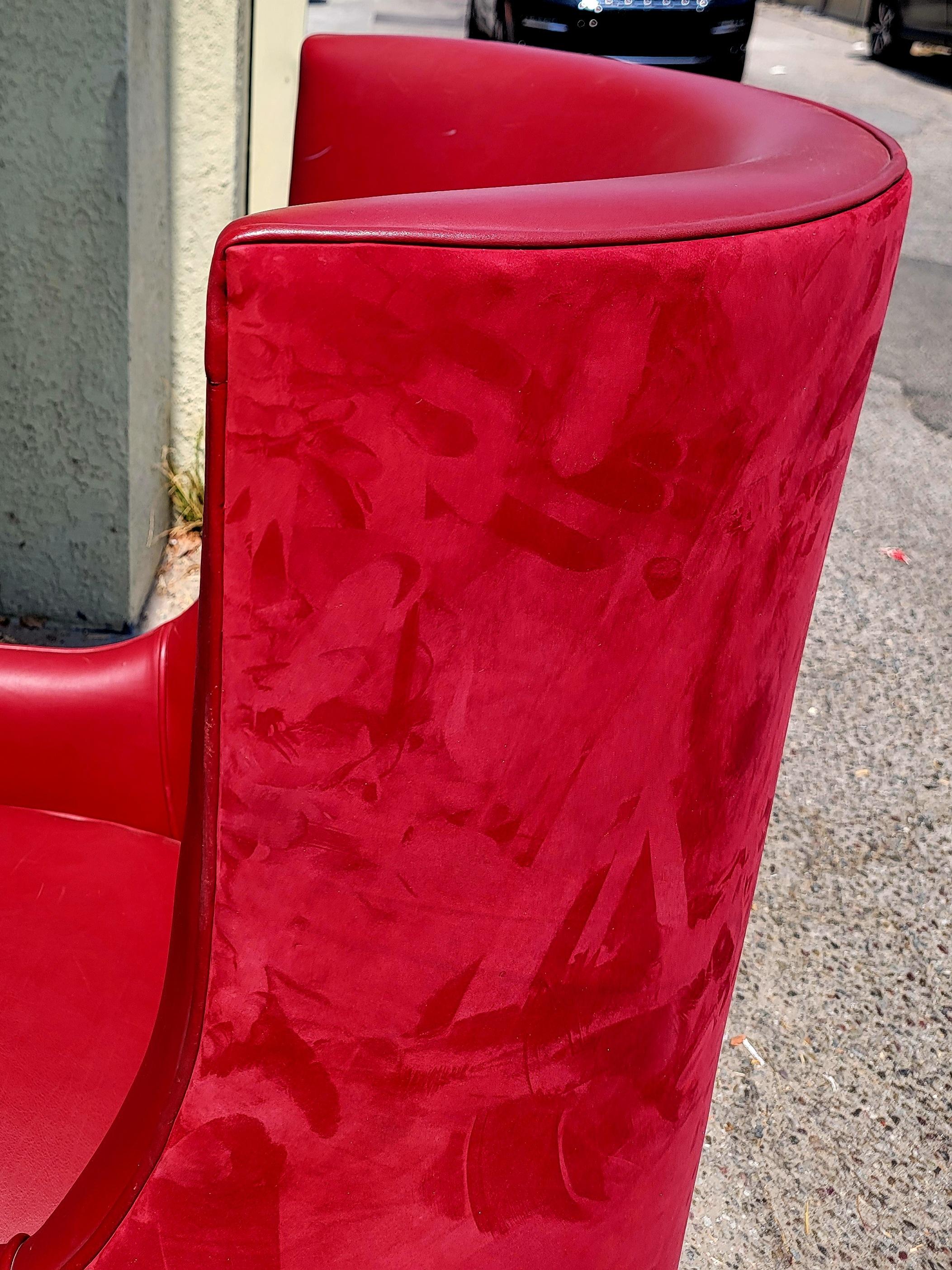 Fait main CUSTOM MADE Fauteuil en cuir rouge sur mesure en vente