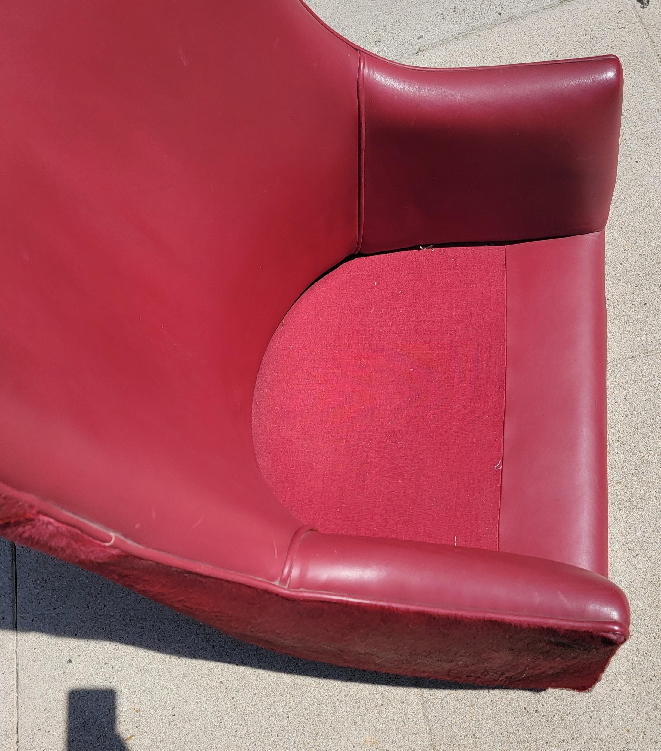 20th Century Custom Made Red Leather Arm Chair For Sale
