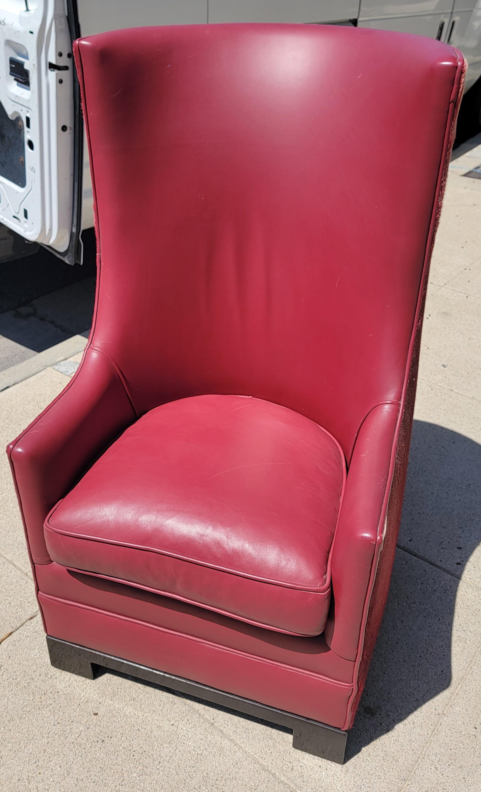 Custom Made Red Leather Arm Chair For Sale 2