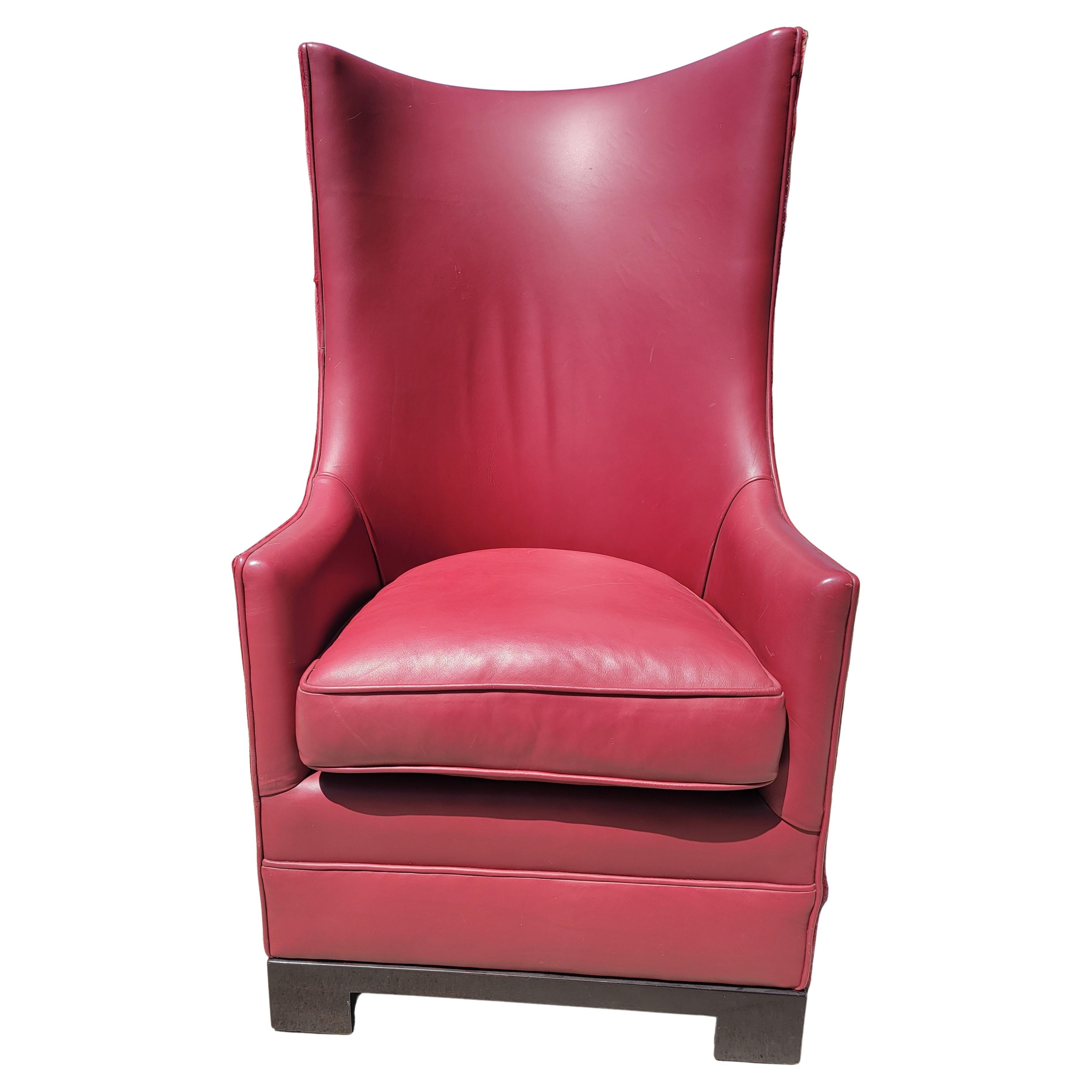 Custom Made Red Leather Arm Chair