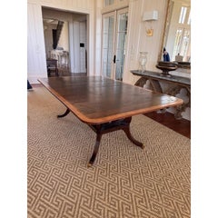 Custom Made Regency Style Dining Table, Two-Tone Inlaid Wood, England