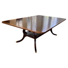 Custom Made Regency Style Dining Table, Two-Tone Inlaid Wood, England