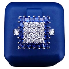 Custom Made Ring in 18K White Gold with Sapphire & Diamond