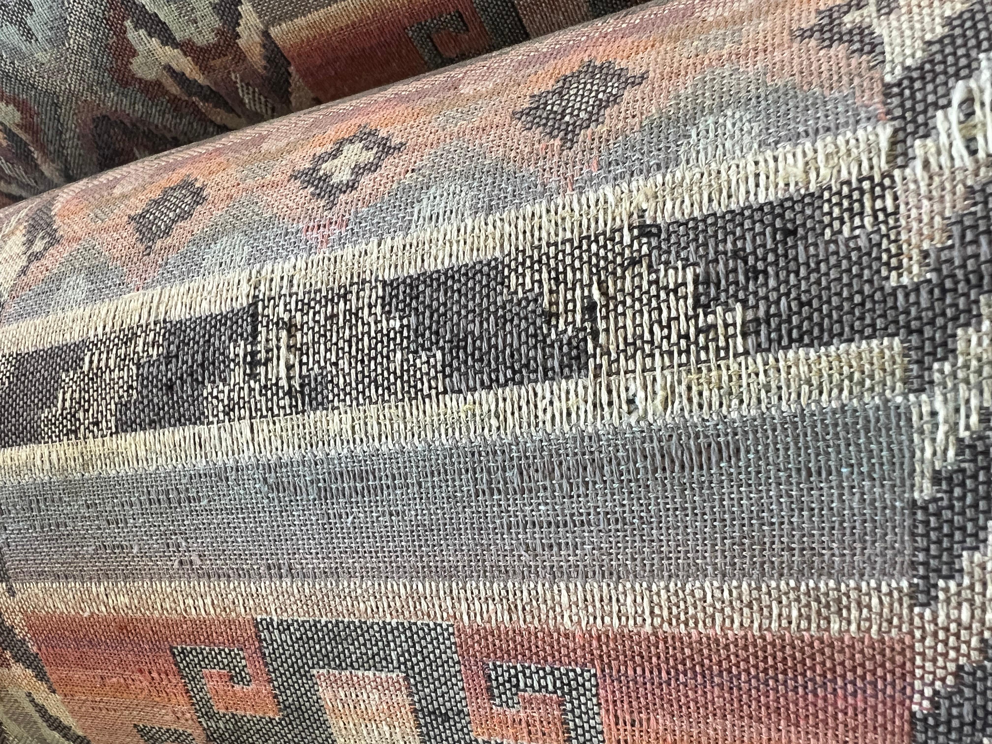 Custom Made Rolling Upholstered Southwest Aztec Armchair - Set of Two 6