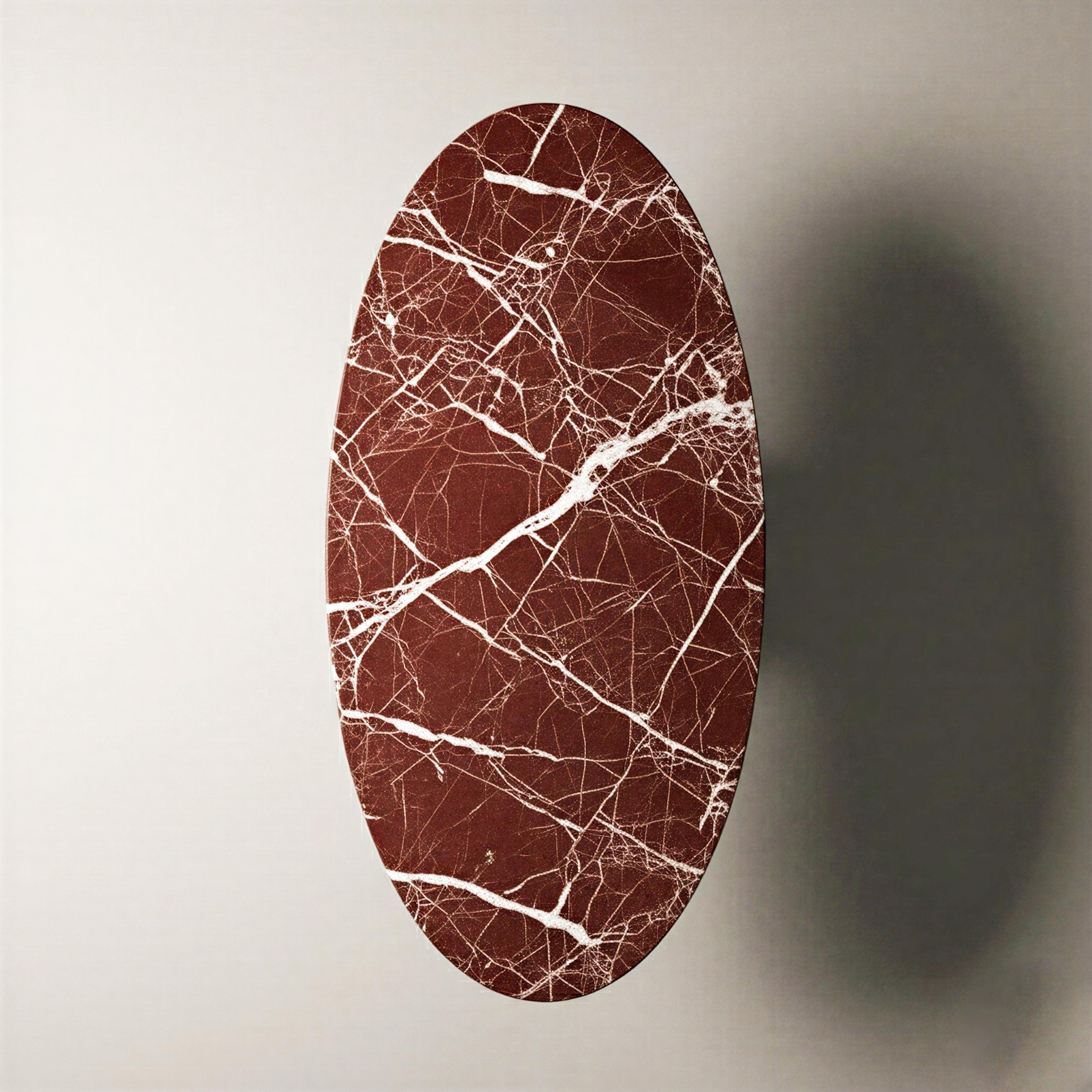 Turkish Custom Made Rosso Levanto Marble Red Dining Ellipse Table 2025 Creation For Sale