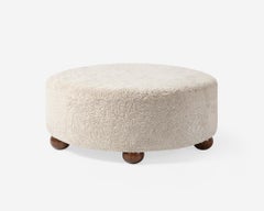 Custom Made Round COM Ottoman with Oak Ball Feet For Damon