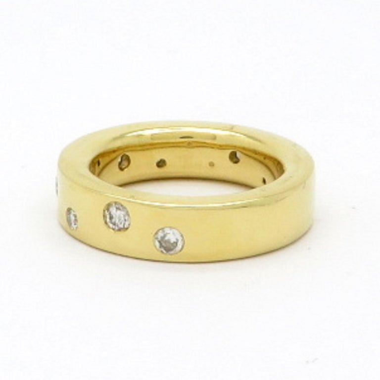 Custom Made Round Diamond Gypsy Set 18 Karat Yellow Gold Ring For Sale ...