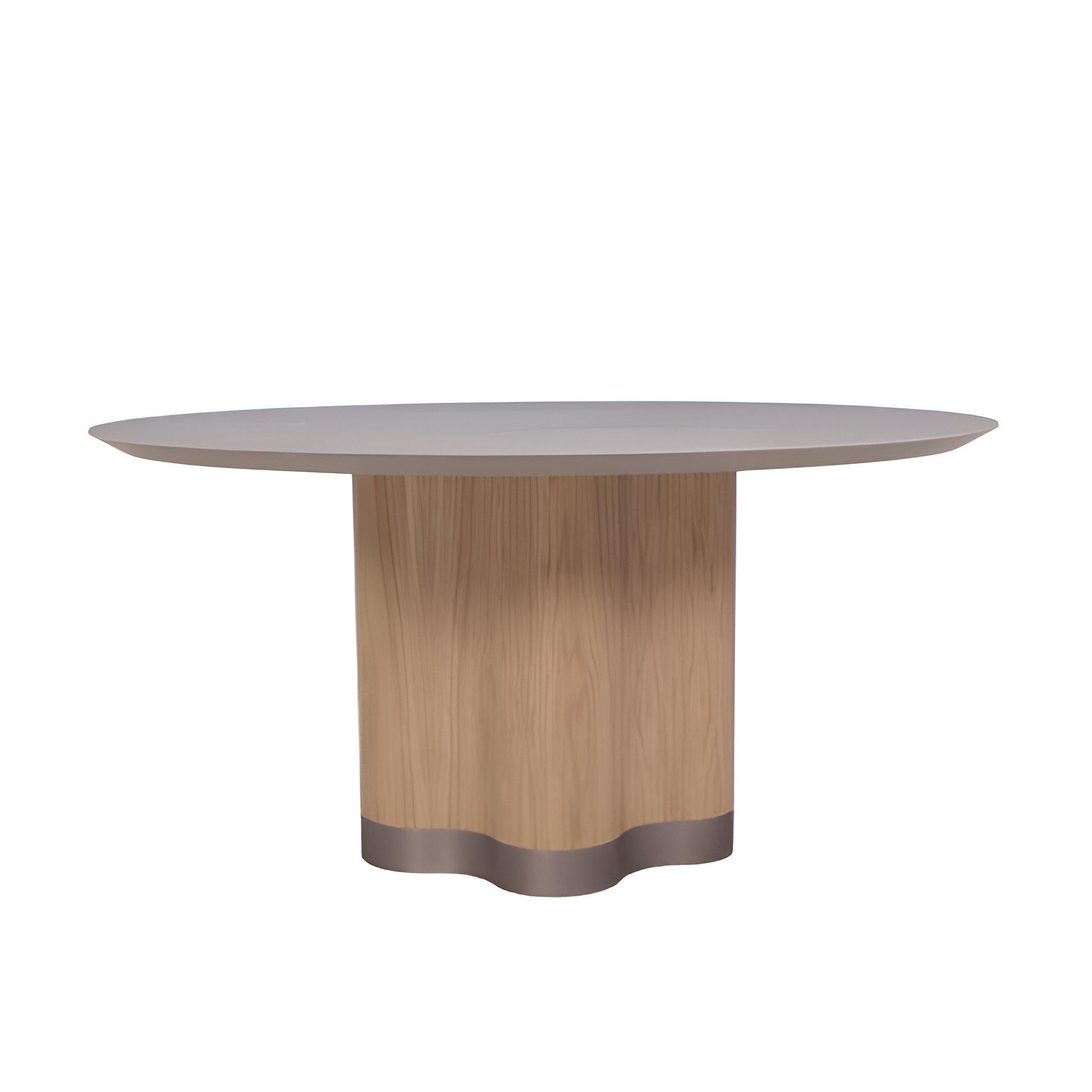 Greek Custom Made Round Dining Table Sculptural Base In Walnut Wood/Rosewood Lacquer For Sale