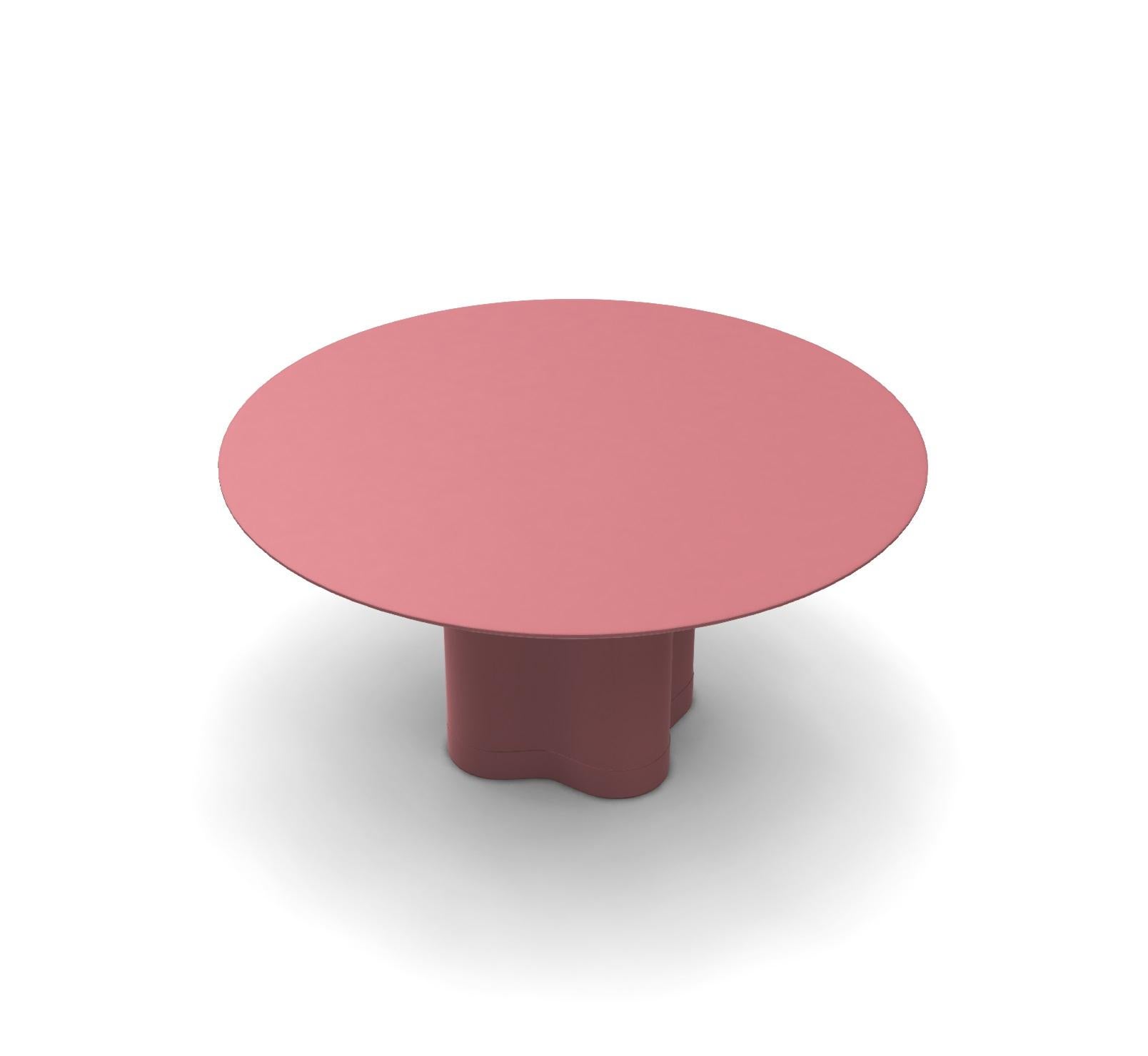 Custom Made Round Dining Table Sculptural Base In Walnut Wood/Rosewood Lacquer For Sale 1